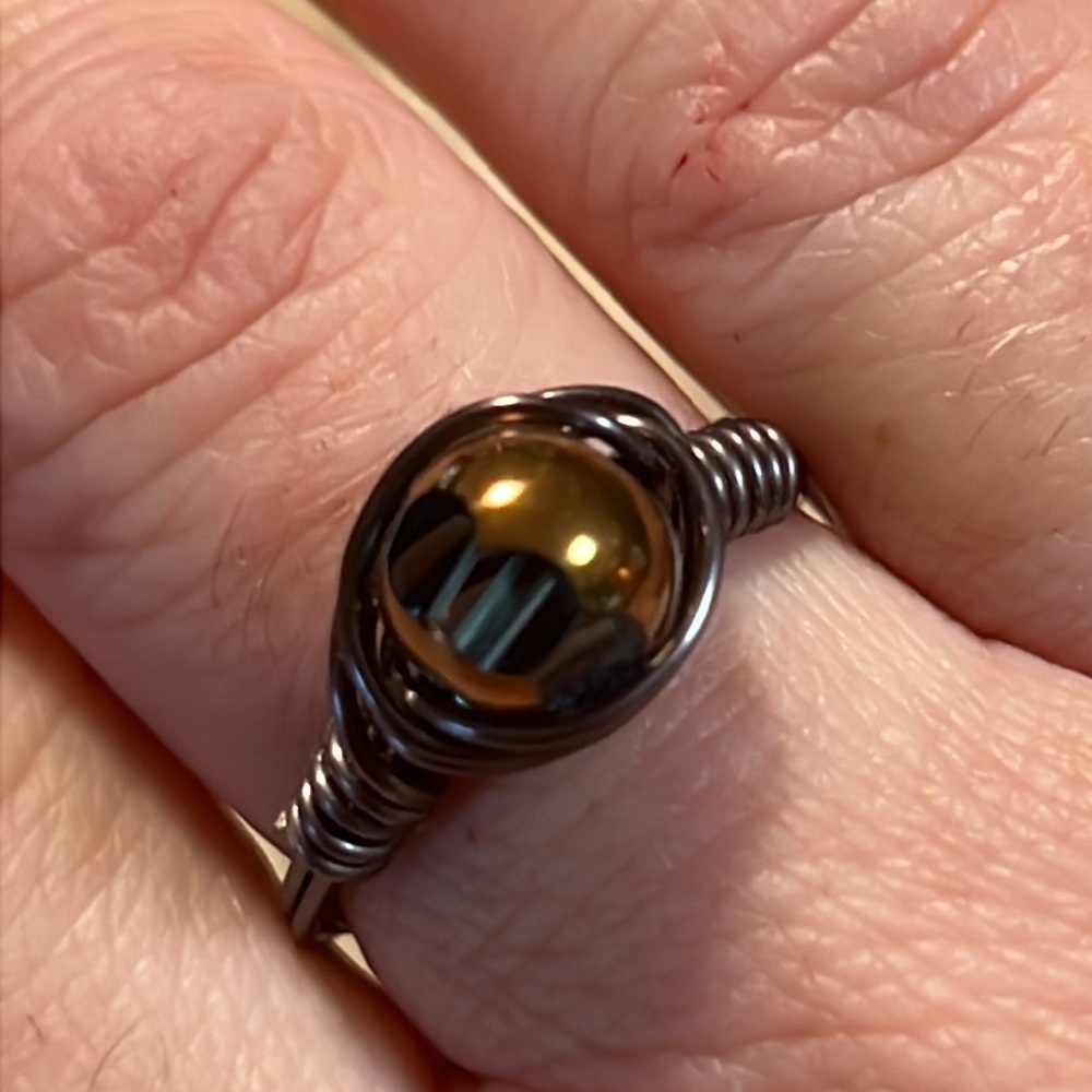 Handmade Brown Wire Ring Size 8